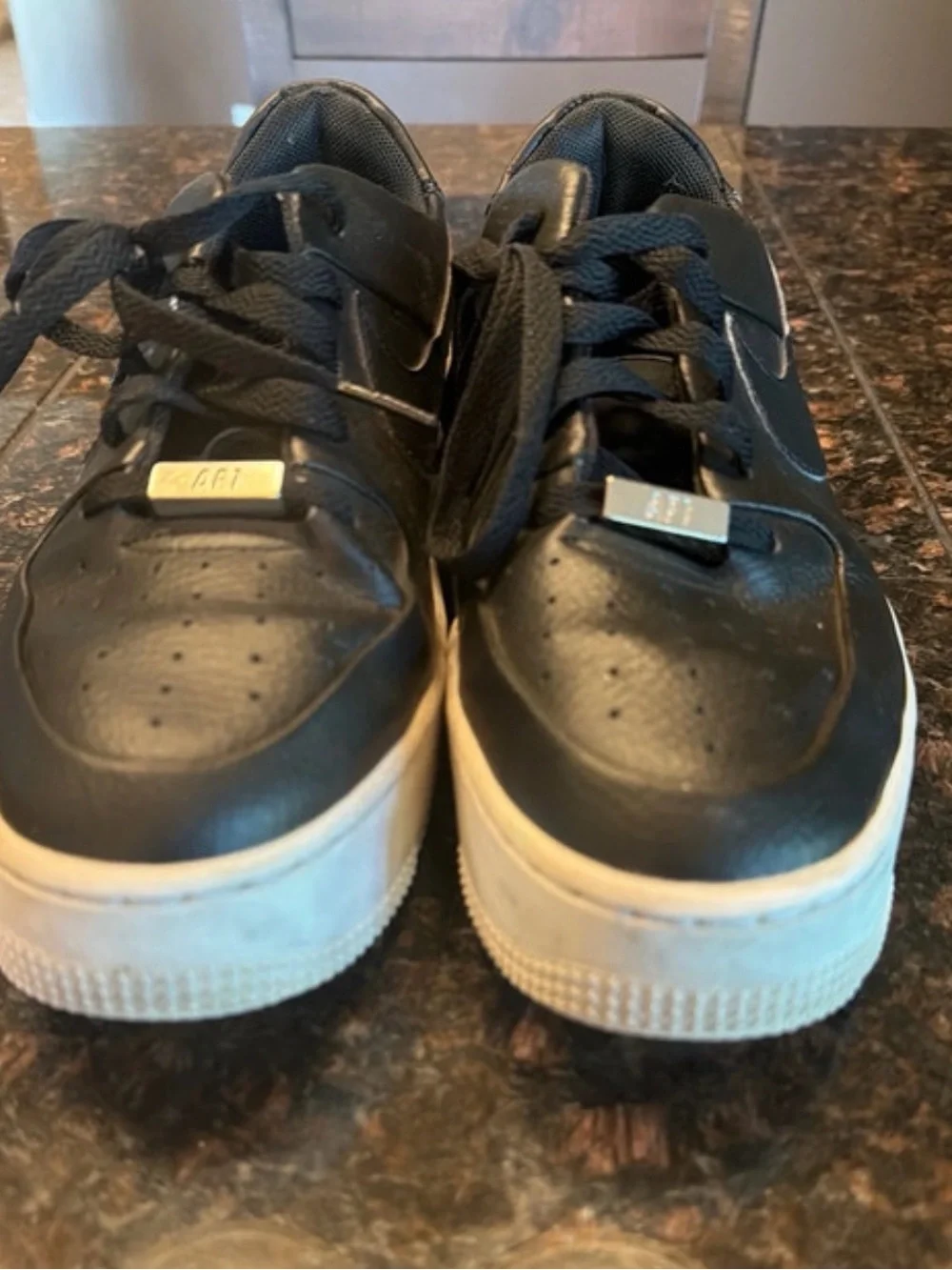 Nike Black Leather Women's Low-Top Sneakers with White Platform Sole SAGE AF1